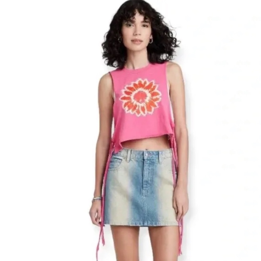 Wild Fable Women's Side Tie Cropped Floral Tank Top